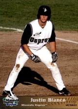 2011 Missoula Osprey Grandstand #4 Justin Bianco McMurray Pennsylvania PA Card