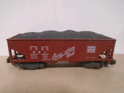 1953-6 复古美国飞行者 #921 S 比例 CB & Q HOPPER 带煤载 — 第 1/4 张图片