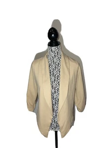 New Women’s Blazer Jacket Khaki Open Front Size M 3/4 Sleeve Hybrid - Picture 1 of 10