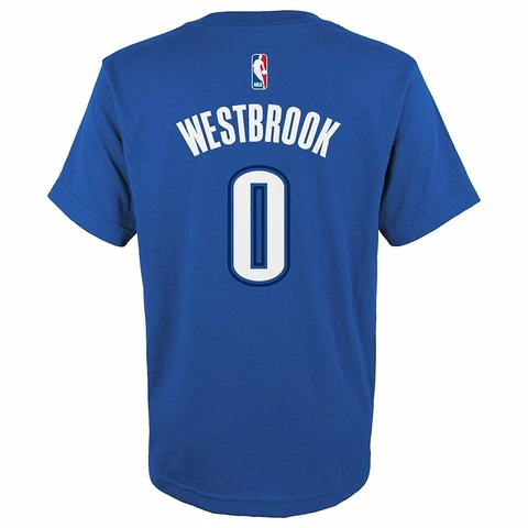 Russell Westbrook Oklahoma City Thunder #0 Youth Jersey Style T-Shirt - Royal Cover