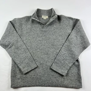 J Crew Sweater Pullover 1/4 Snap Mock Neck Cotton Wool Blend Gray Mens Large - Picture 1 of 9