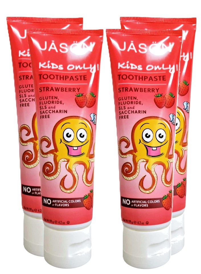 Jason Kids Only Fluoride-Free Toothpaste, Strawberry, 4.2 Oz Set of 4 - Image 1 of 4