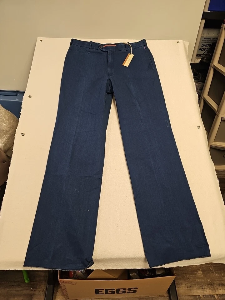 Pantalones de fin de semana Barry Bricken para hombre Blye chino cremallera frente plano dobladillo crudo nuevos Foto 1 de 4