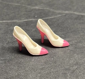 SCARPE ELEGANTI VINTAGE BARBIE SUPERSTAR EPOCA SKINNY ROSA BIANCO GIORNO PER NOTTE TAIWAN - Foto 1 di 7