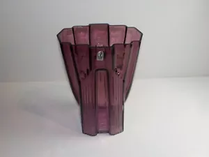 Jarrón de Vidrio Amatista Peregrino Estilo Art Deco Rascacielos Geométrico De Colección - Imagen 1 de 16