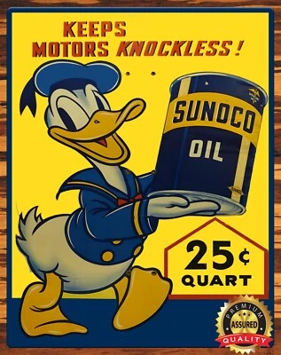 Sunoco Oil - Donald Duck - Keeps Motors Knockless 1940 - Metal Sign 11 x 14 - Image 1 of 4