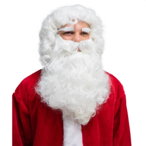 Super Deluxe Santa Wig Beard & Eyebrows Adults Father Christmas Fancy Dress Bear - Picture 1 of 1