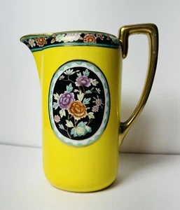 Gelbe antike Nippon Teekanne (ohne Deckel) handbemalt - Bild 1 von 9