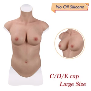 Large Size Silicone Breast Forms Halfbody C/D/E Cup Transgender Drag Queen - Picture 1 of 15