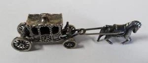 ¡ANTIGUO CARRO DE CARRO DE PLATA EN MINIATURA CON CABALLO Y COCHEROS!  #9  - Imagen 1 de 5
