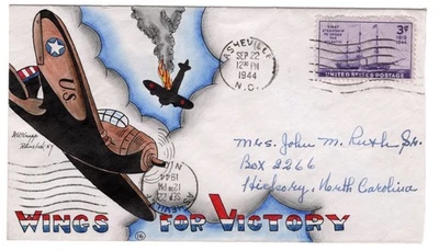 #923 Dorothy Knapp Hand Painted #16 - WWII Patriotic 1943 "Wings for Victory" - Image 1 of 2