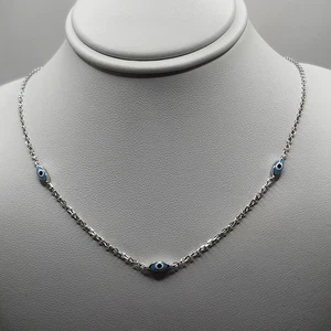 925 NEW Sterling Silver Necklace-Evil Eye 3mm 16" 2" Extension FREE SHIPPING - Picture 1 of 7