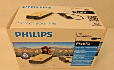 Used  in box philips pico pix PPX2340 pocket projector with  accessories. Foto 1 de 4