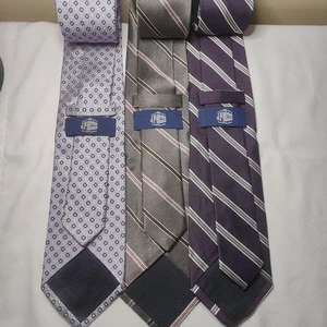 J Press Seidenkrawatte Set 3 Regent Streifen geometrisch hergestellt in Japan Efeu Stil klassisch - Bild 1 von 7