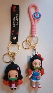 Nezuko Kamado Demon Slayer Anime Figure Retro 3D Keychains (Lot Of 2) - Picture 1 of 2