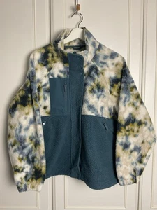 M&S Goodmove Borg Fleece Jacket Size UK 16 Blue Yellow Full Zip Pockets Top - Picture 1 of 11