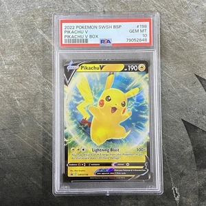 2022 Pokemon SWSH BSP Pikachu V Box #198 PSA Graded Gem Mint 10 Englisch - Bild 1 von 2