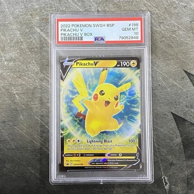2022 Pokemon SWSH BSP Pikachu V Box #198 PSA Graded Gem Mint 10 English - Image 1 of 2