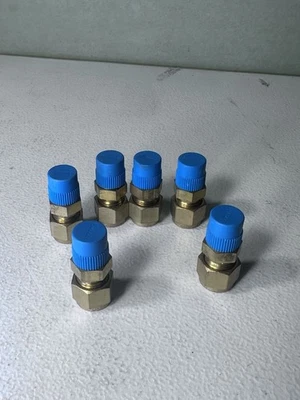 Lot Of 6. Swagelok B-600-1-4 Brass Compression Tube Fitting 3/8" Tube OD 1/4" - Image 1 of 3