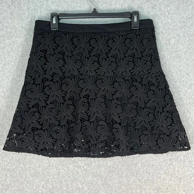 LOFT Falda Superpuesta de Encaje Negra M Forrada Floral Línea A Mini Carrera Fiesta Noche Foto 1 de 4