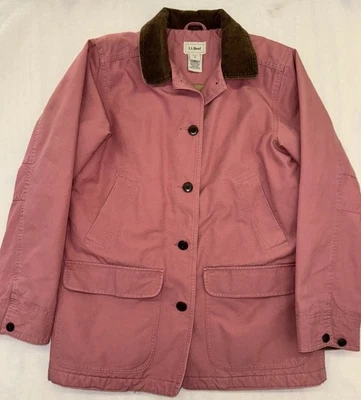 Abrigo de Granero LL Bean Adirondack Rosa Forrado Pana Tareas Chaqueta Mediana Foto 1 de 4