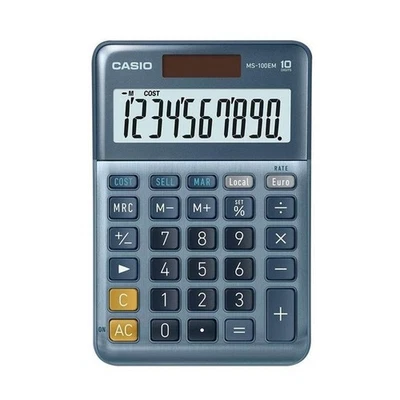 Casio MS-100EM 10 Digit Desktop Calculator Silver MS-100EM - Image 1 of 3