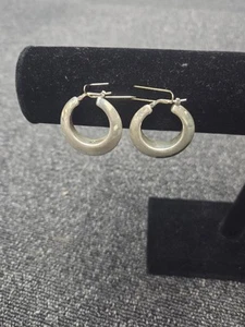 Vintage Milor Italy 950 Silver Ladies Large 1 3/8" Round Hoop Earrings 6g - Picture 1 of 4