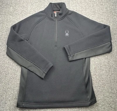 Spyder Core Sweater Mens Large Black Half Zip Ski Winter Snow Jacket Knit - Image 1 of 4