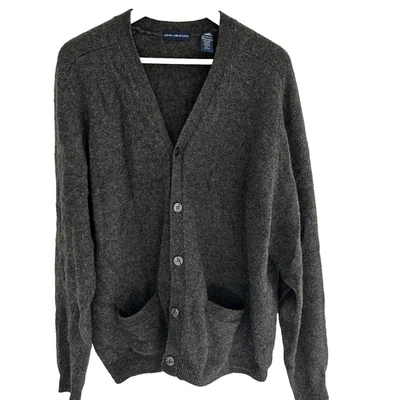 John Ashford Cardigan Sweater Size XL 100% Wool Grey Pockets Men's Grandpa - Image 1 of 4