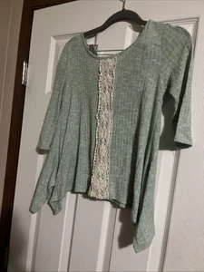 Knit Works Girls Green Rayon Blend & Lace Dress L Size Large Plus Size Petite - Picture 1 of 3
