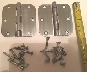 Steel Hinges 3.5 x 3.5, 5/8 Rad-US26D (Satin Chrome). 1 Pair - Picture 1 of 1
