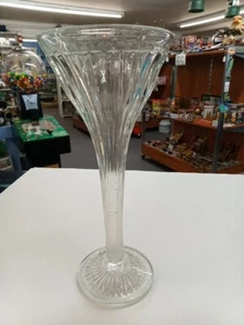 Vintage Art Deco Pressed Glass Vase 11.75" - Picture 1 of 12