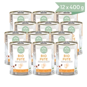 naftie Bio-Hundefutter 100% Bio Pute, Nassfutter Reinfleisch für Hunde, 12x 400g - Bild 1 von 8
