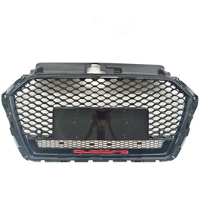 适用于奥迪 A3 S3 8V5 2017 - 2019 RS3 前格栅黑色 Henycomb 红色 Quattro 烤架  — 第 1/3 张图片