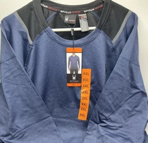Men's Size XXL Spyder Active Long Sleeve Shirt 4 Way Stretch Reflective Blue - Picture 1 of 5