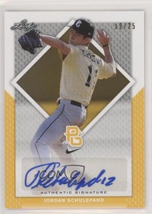 2016 Leaf Perfect Game National Showcase Yellow /25 Jordan Schulefand Auto