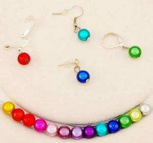 Ohrringe 1 Paar Miracle Glanz Perlen 8 mm Auswahl Hänger Stecker 14 Farben 151. - Bild 1 von 22