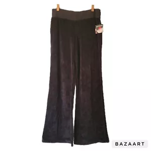 Joe Boxer Pants S Small Black Velour 90s Wide Leg Wink Smiley Face Y2K NWT - Picture 1 of 7
