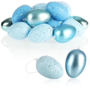 18x Ostereier zum Aufhängen - gesprenkelte Osterdeko in tollen Farben - hellblau - Bild 1 von 8