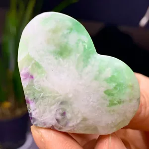 60G Pluma Fluorita Natural Cristal Forma Corazón Pulido a Mano Amor - Imagen 1 de 20