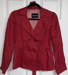 GIORGIO ARMANI Red 2 Button Double Breasted Jacket With Belt Size 36 - Picture 1 of 9