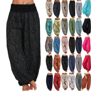 Plus Size Women Boho Hippy Hareem Trousers Ladies Baggy Yoga Floral Harem Pants - Picture 1 of 76