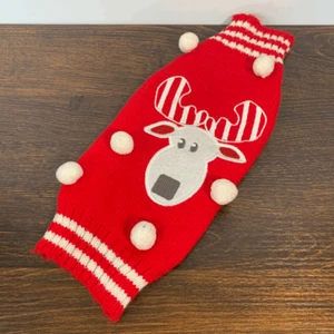 Petco Knitted Coat Dog Winter Clothes Reindeer Christmas Sweater Red White Small - Picture 1 of 4