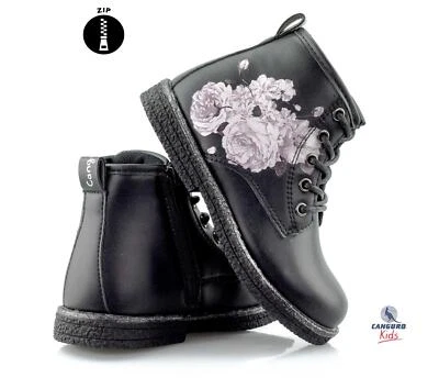 Girls Kids Casual Lace Zip School Walking Hiking Biker Ankle Boots Shoes Size  - Image 1 of 4