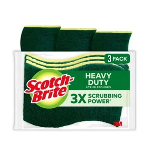 Scotch-Brite Heavy Duty Scrub Sponge, 3 Scrubbing Sponges - Picture 1 of 6