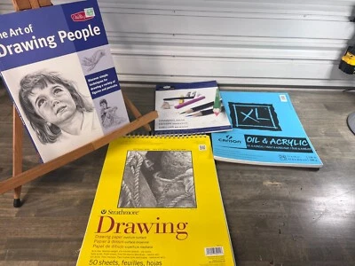 Lote de almohadillas de dibujo de artista cuaderno de bocetos Canson / lote de arte Stratmore con caballete Foto 1 de 4