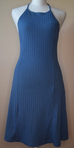 VETEMENTS Abito midi a costine blu senza marchio