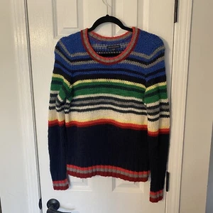 American Eagle Women’s Sz M Wool Blend Rainbow Sweater Cropped Knit Long Sleeve - Picture 1 of 4