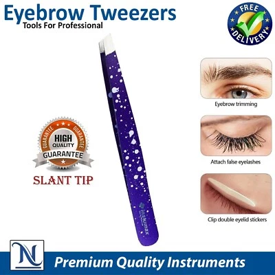 INSTUMAX® Professional Eyebrow Tweezers – Slant Tip Stainless Steel Grooming Hair Tool