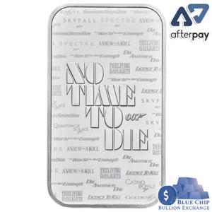 James Bond 007 Royal Mint No Time To Die 1oz Silver Bullion Bar in Pouch - Picture 1 of 4